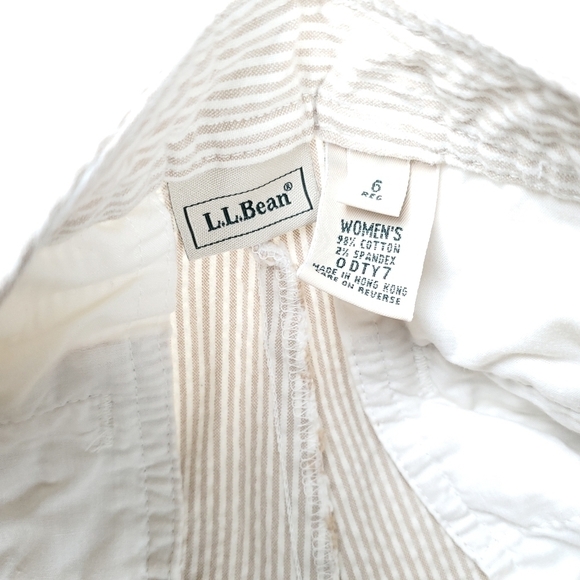 New L. L. Bean Cream White Gingham Stripe Capri 6 - Picture 8 of 9